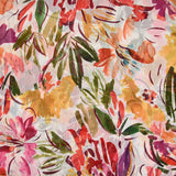 Mousseline imprimée crinkle plumetis fleurs multicolore fond blanc