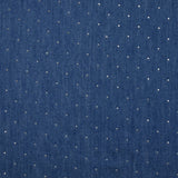 Chambray de coton orné de strass fond bleu moyen
