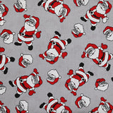 Polycoton imprimé Père Noël fond gris