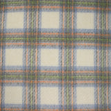 Laine mélangée brossée carreaux écru, bleu, gris, orange et vert