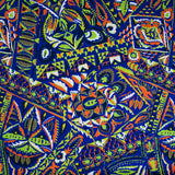 Twill de polyester satin imprimé virtuose orange et vert fluo