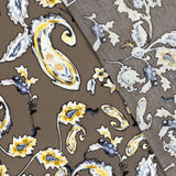 Viscose crepe printed paisley background taupe