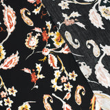 Viscose crepe printed paisley black background