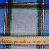 Blue and gray tartan printed comforter fleece