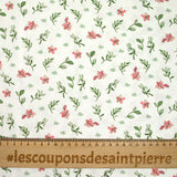 Celestial pink and green print cotton white background white background