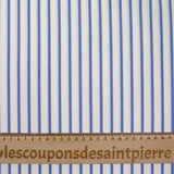Coton rayé Lola bleu fond blanc