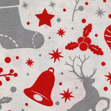 Polycotton printed Christmas gingerbread red white background
