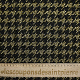 Tweed de mezcla de lana de pata de gallo dorado sobre fondo negro