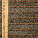 Laine mélangée fantaisie tweed bouclette vert, orange et rose