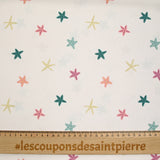 Recycled swimsuit fabric upf50 Ecru background star