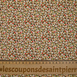 Algodón impreso floreciente verde, rojo y beige