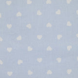 Piqué de coton imprimé cœur fond bleu clair