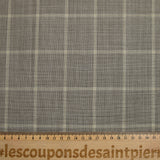 Tissu tailleur 100% laine à carreaux taupe et écru
