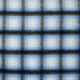 Laine mélangée brossée à carreaux bleu myosotis et noir
