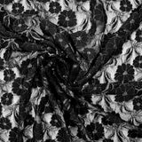 Dentelle polyester Martha métallisé argent fond noir