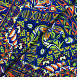 Twill de polyester satin imprimé virtuose orange et vert fluo