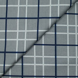 Coton imprimé à carreaux marine fond gris