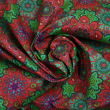Algodón estampado mandala rojo, verde y azul