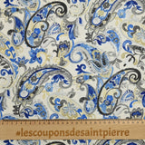 Policotton impreso azul Cachemira, beige y gris