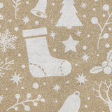 Polycoton imprimé Noël pain d'épice blanc fond beige