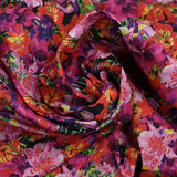 Algodón estampado ramo flamígero rosa fondo negro