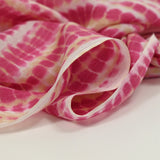 Voile polycoton imprimé ossement rose et beige fond blanc
