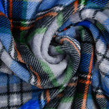 Blue and gray tartan printed comforter fleece