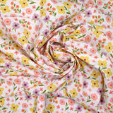 Coton imprimé amour passion rose et moutarde