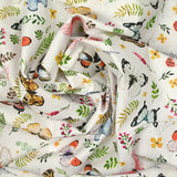 Cotton printed multicolored butterflies white background