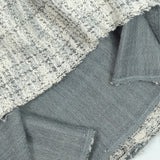 Maille Coco polycoton lurex carreaux gris, noir et vert fond blanc cassé