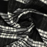 Laine mélangée brossé à carreaux noir, blanc et gris