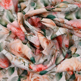 Viscose imprimée old school fond écru