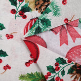 Polycotton printed candles and pine cone with string background