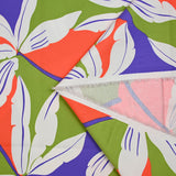 Raso de algodón elastano palmera naranja y verde