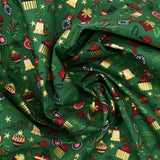 Coton imprimé et doré accessoires fond vert