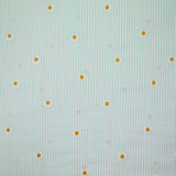 Dyed woven cotton embroidered daisy white and green striped background