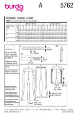 Patron Burda n°5762 : Leggings