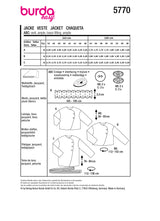 Patron Burda n°5770 : Veste