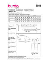 Patron Burda n°5853 : Tenue d'intérieur