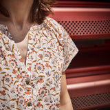 Okinawa woman sewing pattern blouse and dress