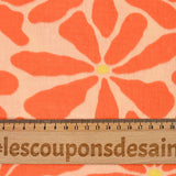 Double gaze imprimée flower power fond mandarine