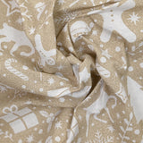 Polycoton imprimé Noël pain d'épice blanc fond beige