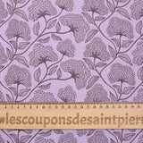 Popelina de algodón estampada con gráfico de flores fondo morado