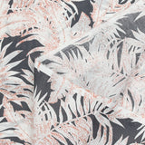 Voile de viscose imprimé feuillage blanc et rouge fond gris