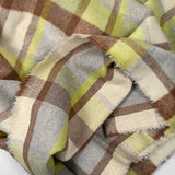 Beige brushed checkered woolen, brown, gray and anise green