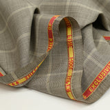 Tissu tailleur 100% laine à carreaux taupe et écru