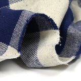 Sergé de coton lourd damier bleu et blanc
