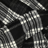 Laine mélangée brossé à carreaux noir, blanc et gris