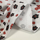 Marguerite negro y rojo de algodón estampado de algodón blanco
