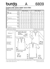 Patrón N ° 6809: Blusa, T -Collar Túnica
